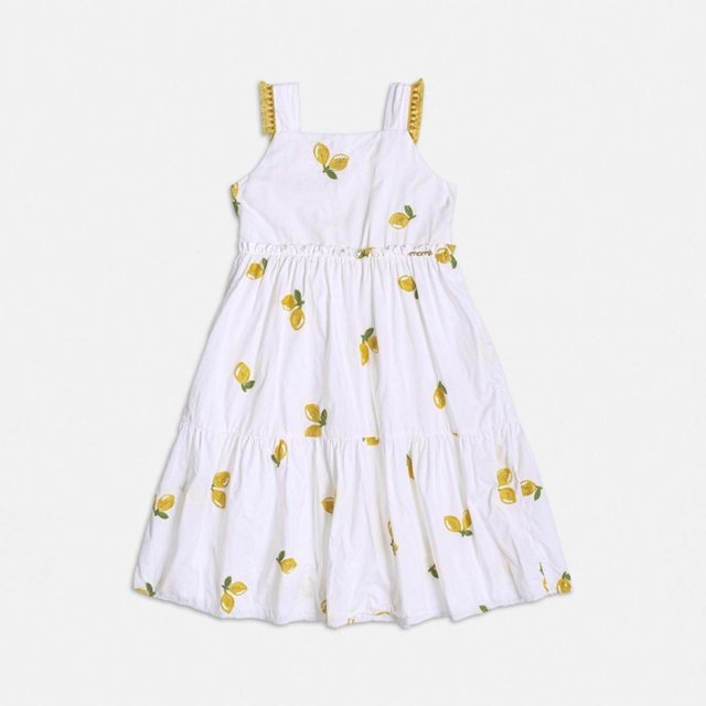 Vestido Branco De Tricoline Moda Infantil Estiloso Para Meninas E Bebês