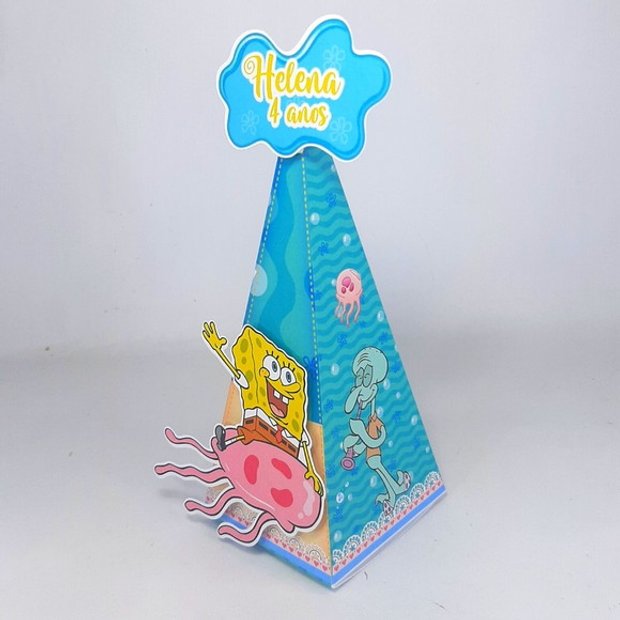 10 Caixas Piramide Personalizada - Bob Esponja - Lembrancinha Infantil -  Mesversario