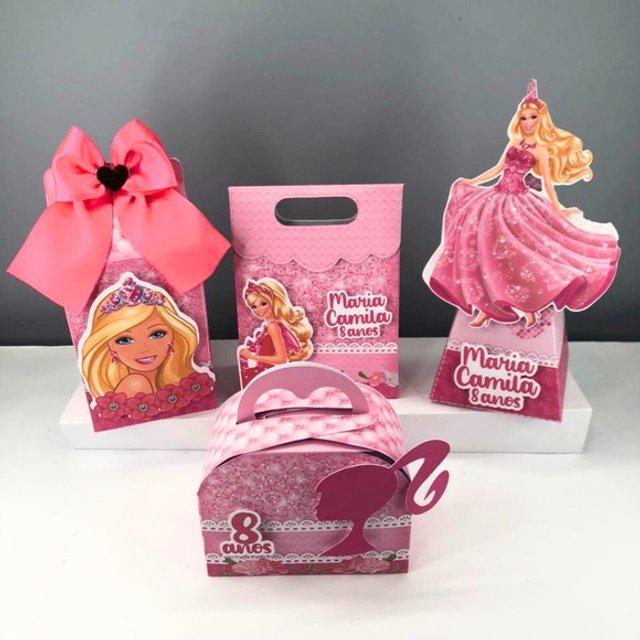 Kit de Lembrancinha Personalizada para festa no tema Barbie (4 modelos)