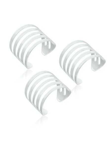 Trio de anéis Bia Boca Rosa folheado em ródio branco
