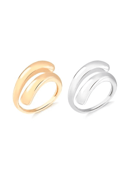 Mix de Anéis com Design Espiral folheado em ródio branco e ouro 18k