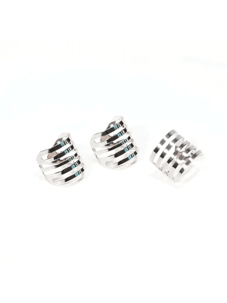 Trio de anéis Bia Boca Rosa folheado em ródio branco