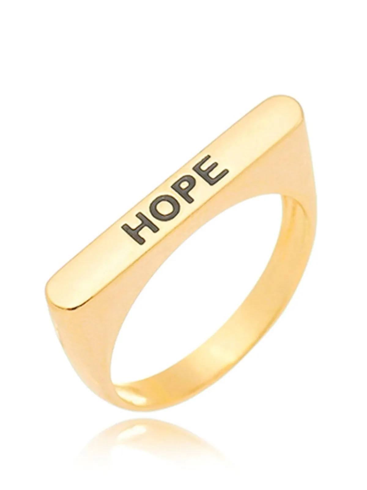 Anel com Chapa Lisa “Hope” folheado em ouro 18k