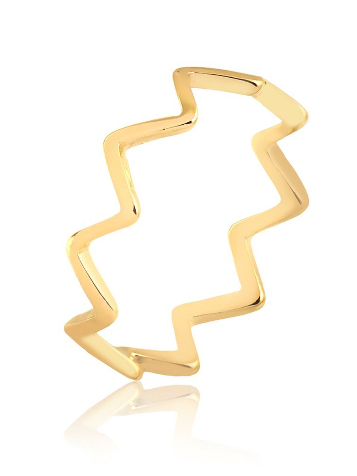 Anel Zig Zag Folheado em Ouro 18K com Pedras de Zircônia