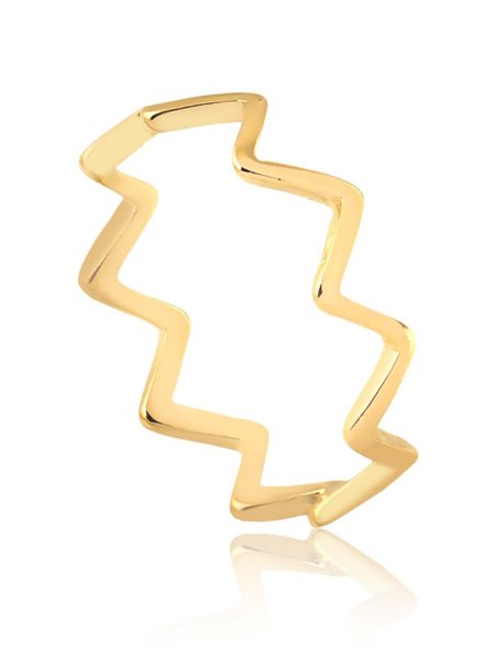 Anel fininho zig zag folheado em ouro 18k