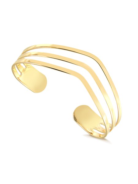 Bracelete com Design de Três Fios folheado em ouro 18k