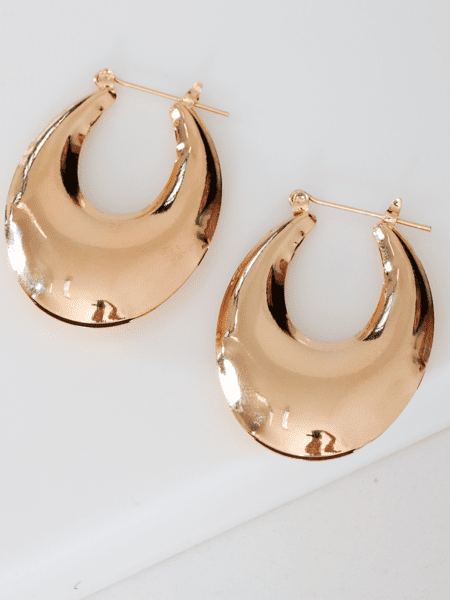 Brinco de Argola Click com Design Oval folheado em ouro 18k