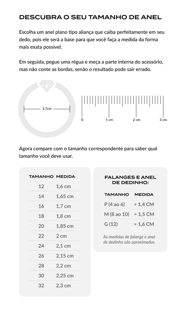 Descubra o seu tamanho de anel