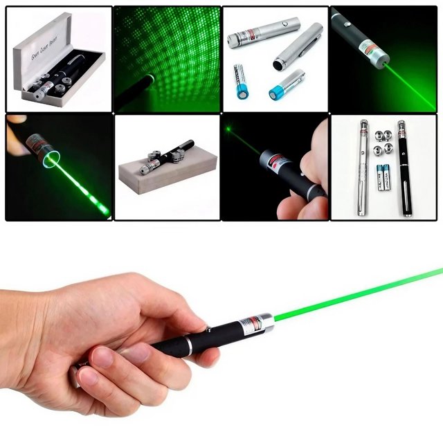 Caneta Laser 5 Pontas Efeitos Luz Verde Green Estojo