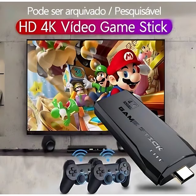 Vídeo Game Retro Stick Jogos Clássicos Memoria 64Gb Sem Fio Stick 4k