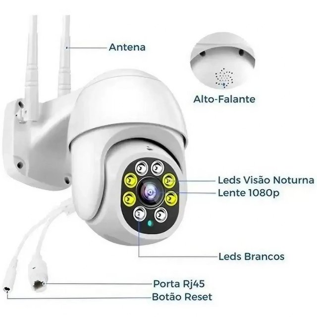 Camera Vigilancia 360 Wifi Externa Sem Fio Full Hd Giratoria - It