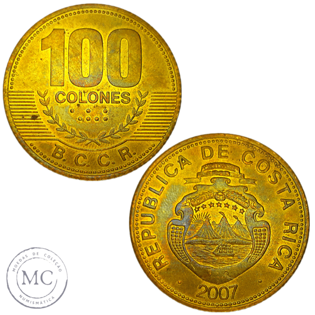 Moeda Costa Rica 100 colones 2007 | Moedas de Coleção