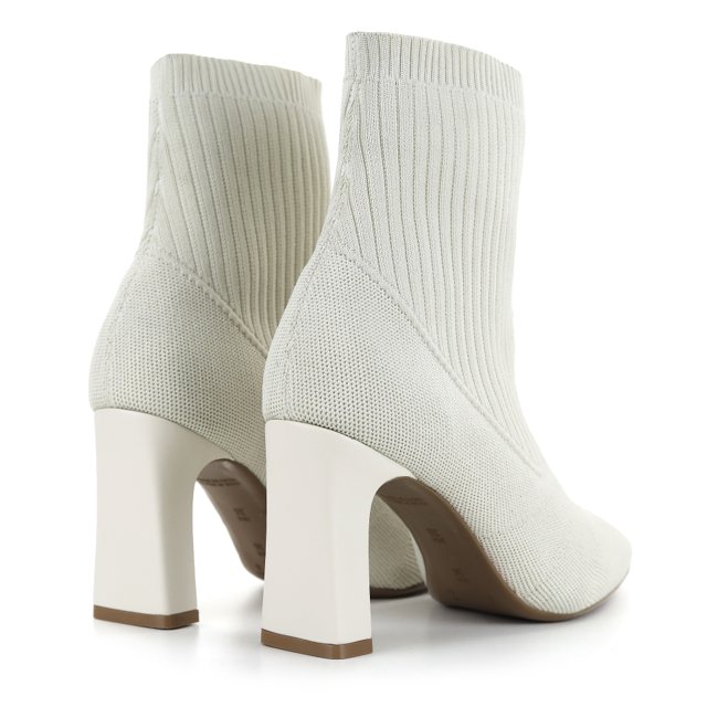 Bota de Bico Fino em Malha Knit Off White, Giulia Domna