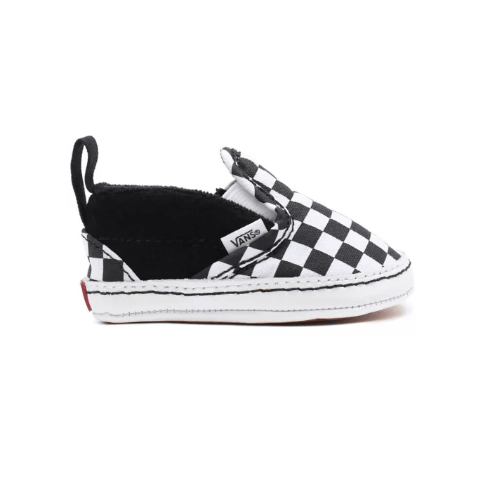 Ténis Checkerboard Slip-On Velcro para bebé (0-1 ano) | Preto | Vans