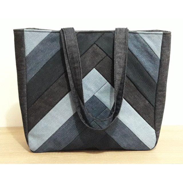 patchwork denim tote bolsa