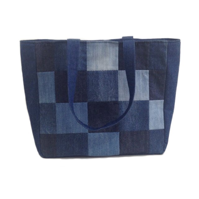 patchwork denim tote bolsa