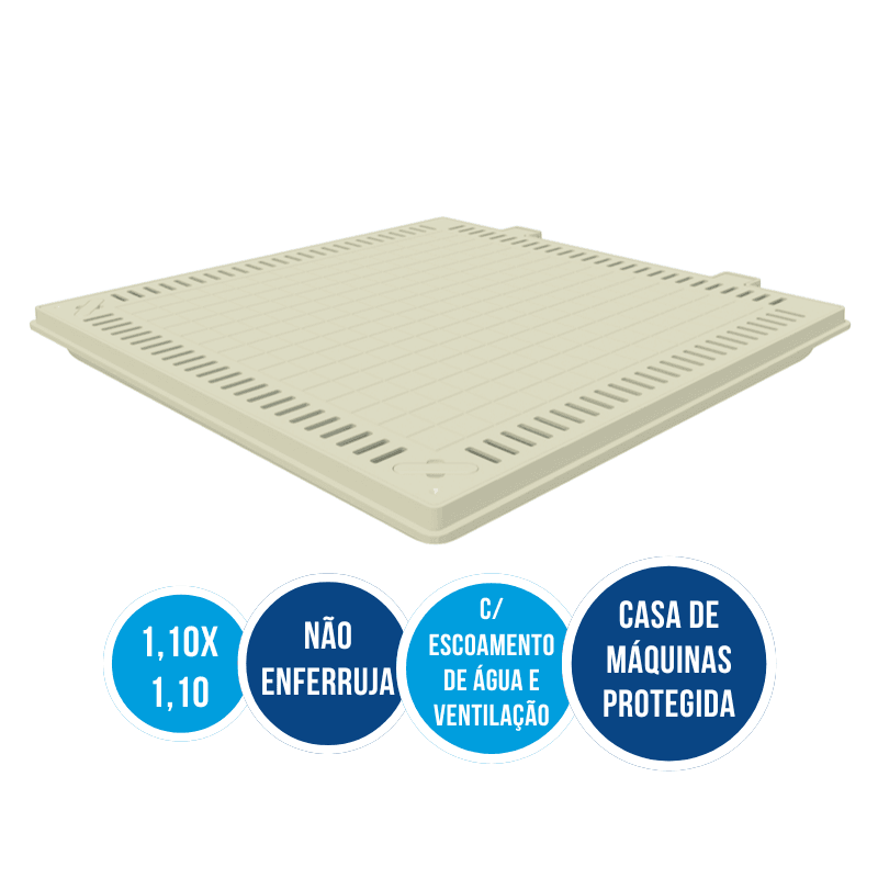 TAMPA LISA ARTICULADO COM AMORTECEDOR E GRELHA 1,10X1,10 COR: BEGE