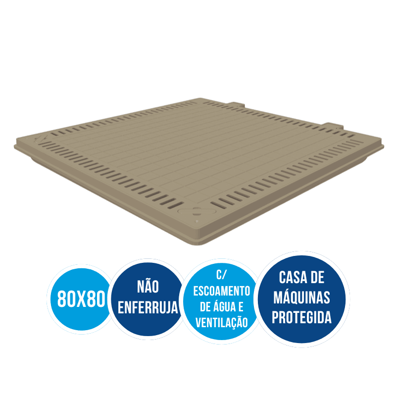TAMPA 80X80 LISA COM GRELHA E AMORTECEDOR COR: FENDI 111 - GDA