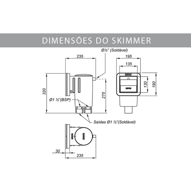 SKIMMER COMPACT PARA VINIL / FIBRA / ALVENARIA BRANCO - SODRAMAR