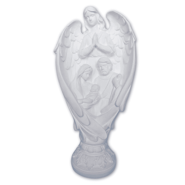 Sagrada Família com Anjo 30,5cm - Gesso Cru