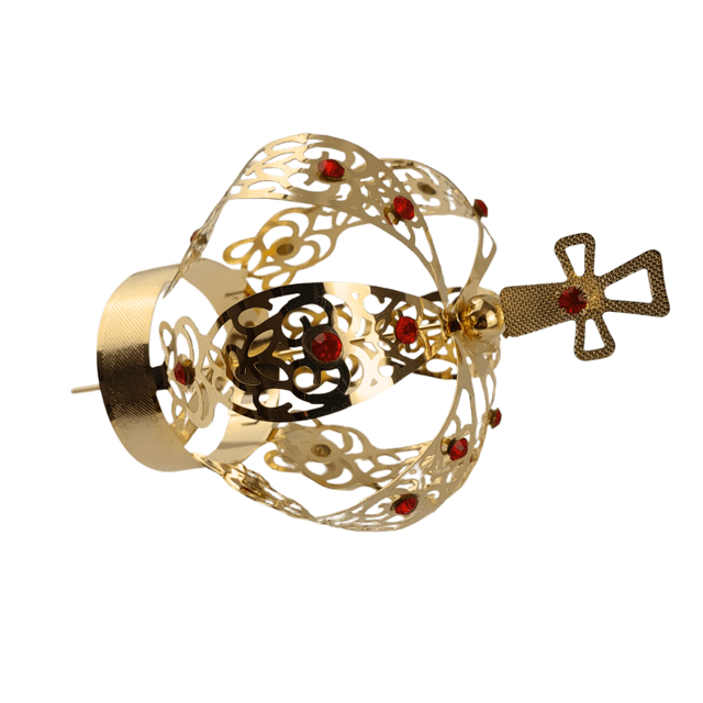 Coroa em metal banhada a ouro CT15 com pedrinhas vermelha