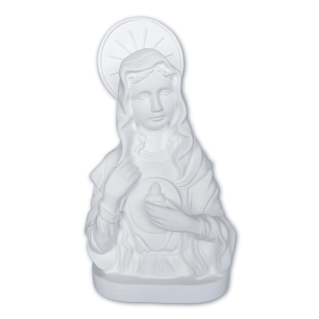 Busto Sagrado Coração de Maria 28,5cm - Gesso Cru