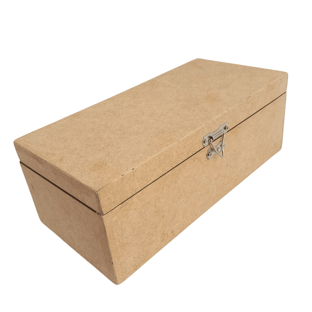 Caixa Tampa Com Dobradiça + Divisória interna 12x25cm em MDF Cru
