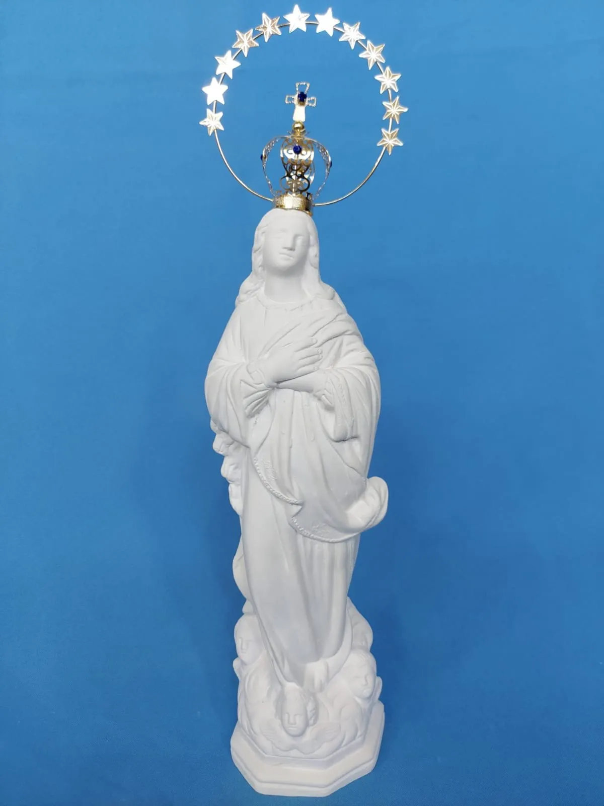 Nossa Senhora da Conceição 37cm - Gesso Cru com Coroa CT4R