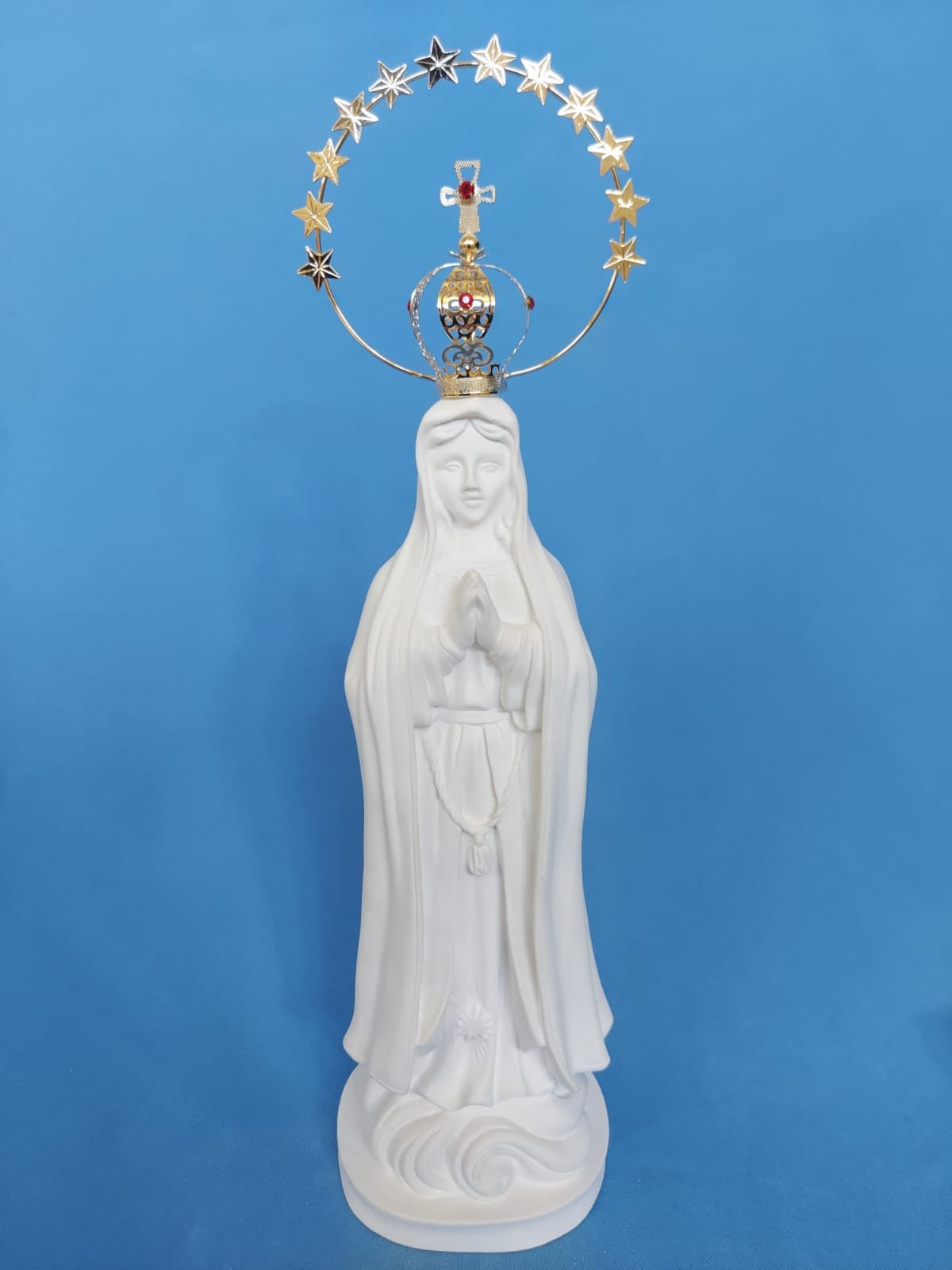 Nossa Senhora de Fátima 33,5cm - Gesso Cru com Coroa CT4RV