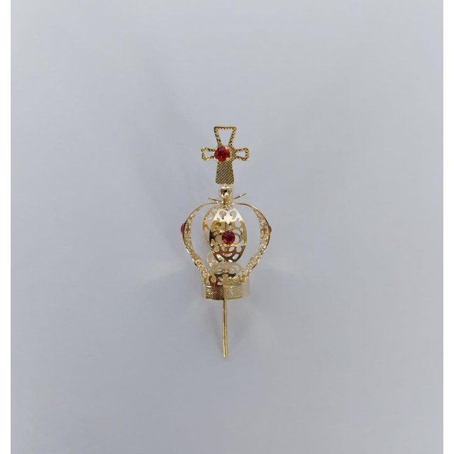 Coroa em metal banhada a ouro CT2 com pedrinhas vermelha