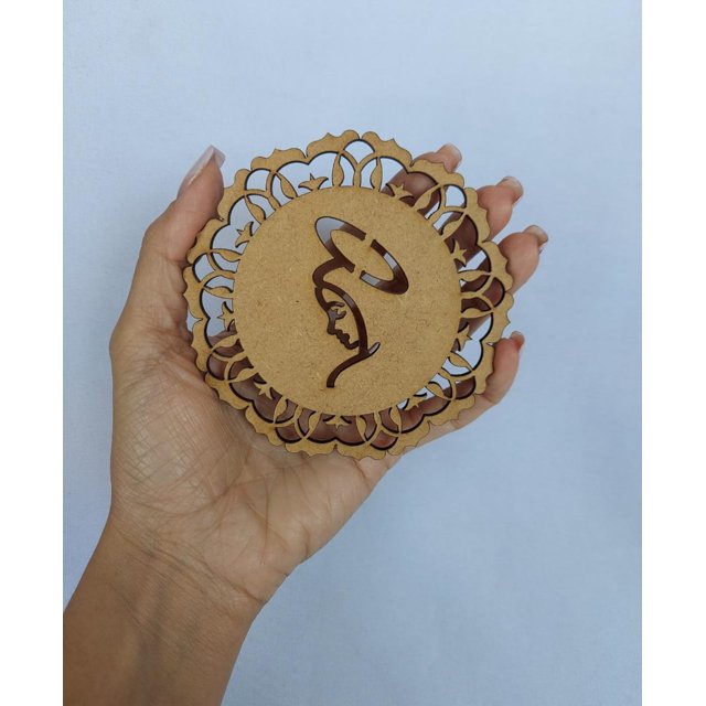 Aplique de MDF - Mandala com Nossa Senhora - 10cm