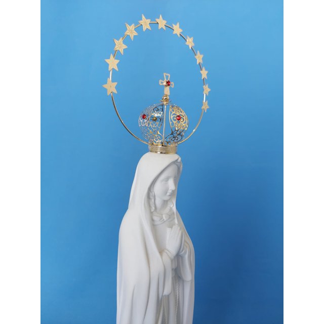 Nossa Senhora de Fátima 40cm - Gesso Cru com Coroa de Metal CT5RV