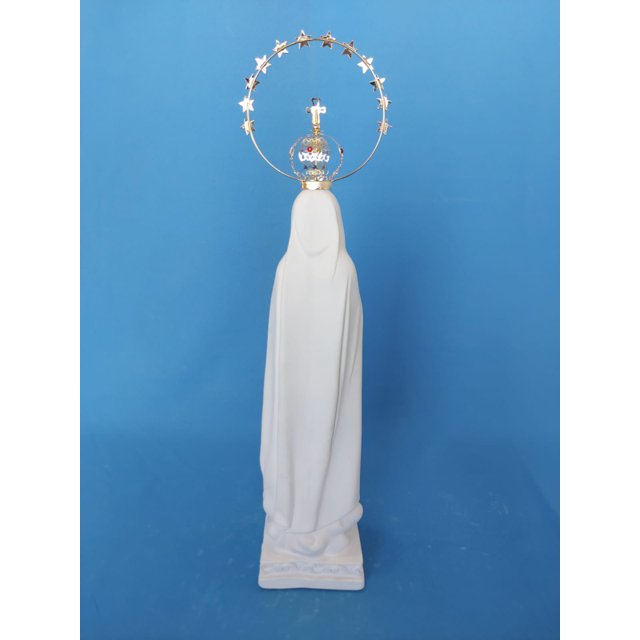 Nossa Senhora de Fátima 40cm - Gesso Cru com Coroa de Metal CT5RV