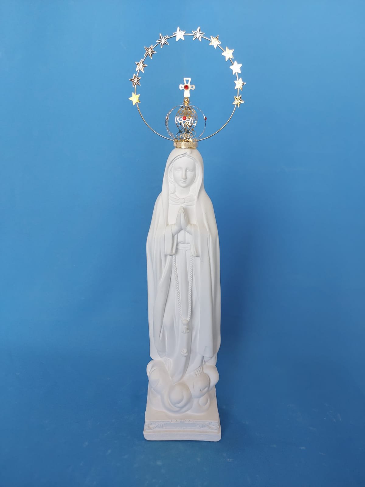 Nossa Senhora de Fátima 40cm - Gesso Cru com Coroa de Metal CT5RV