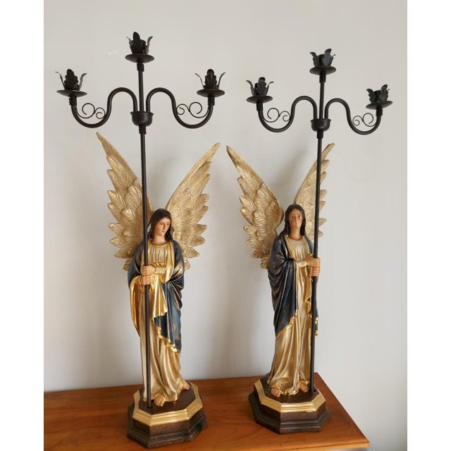 Candelabro Anjo Decorativo - 14,5x31x8cm - Candelabro de Luxo com Design  Clássico - Camicado