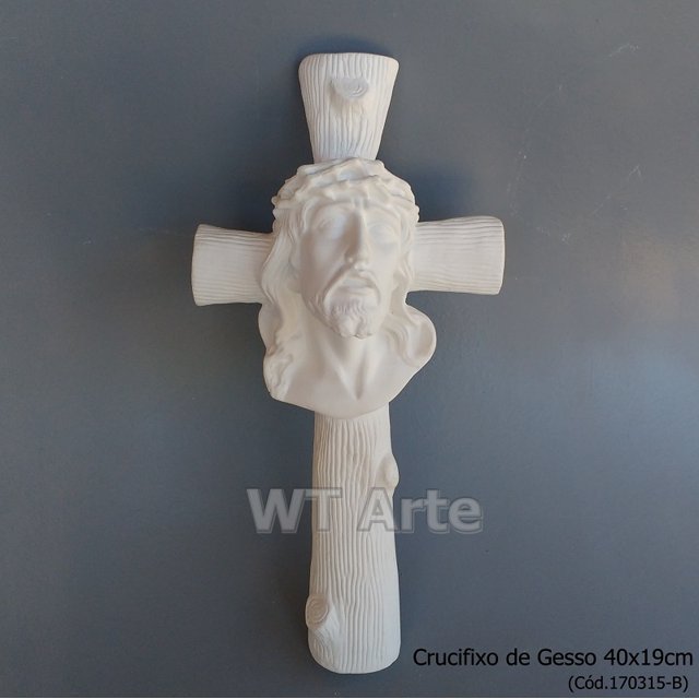 Crucifixo de Gesso 40x19 - Gesso Cru