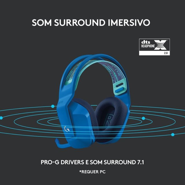 Headset Gamer Sem Fio Logitech G733 RGB Lightsync 7.1 Dolby Surround Azul –  981-000942 | Aeroluz Informática