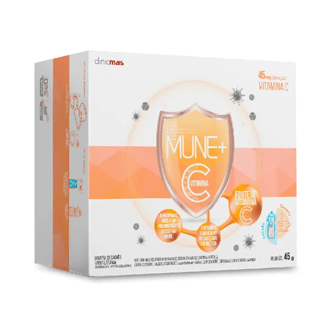 Mune + C vitamina - Sabor Laranja - 45g - 30 sachês CLINICMAIS
