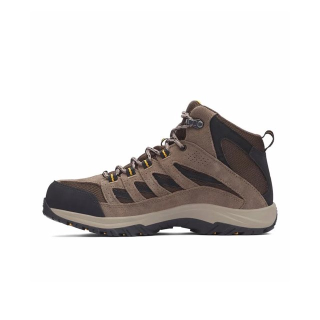 Columbia Crestwood Mid Waterproof, Stivali Da Trekking Uomo, Impermeabili E Antiscivolo, Grigio Scuro/Rosso Montagna, Taglia 40 EU (Larga)
