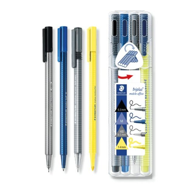 CONJUNTO STAEDTLER TRIPLUS MULTISET MOBILE 4 PCS EST | Mimmo - Papelaria  Fofa e Presentes