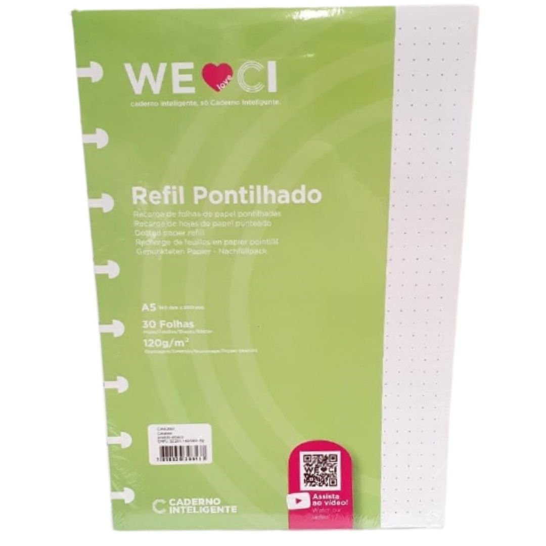 Refil De Folhas Pontilhadas 120g Para Caderno Inteligente Mimmo Papelaria E Fofuras 8500