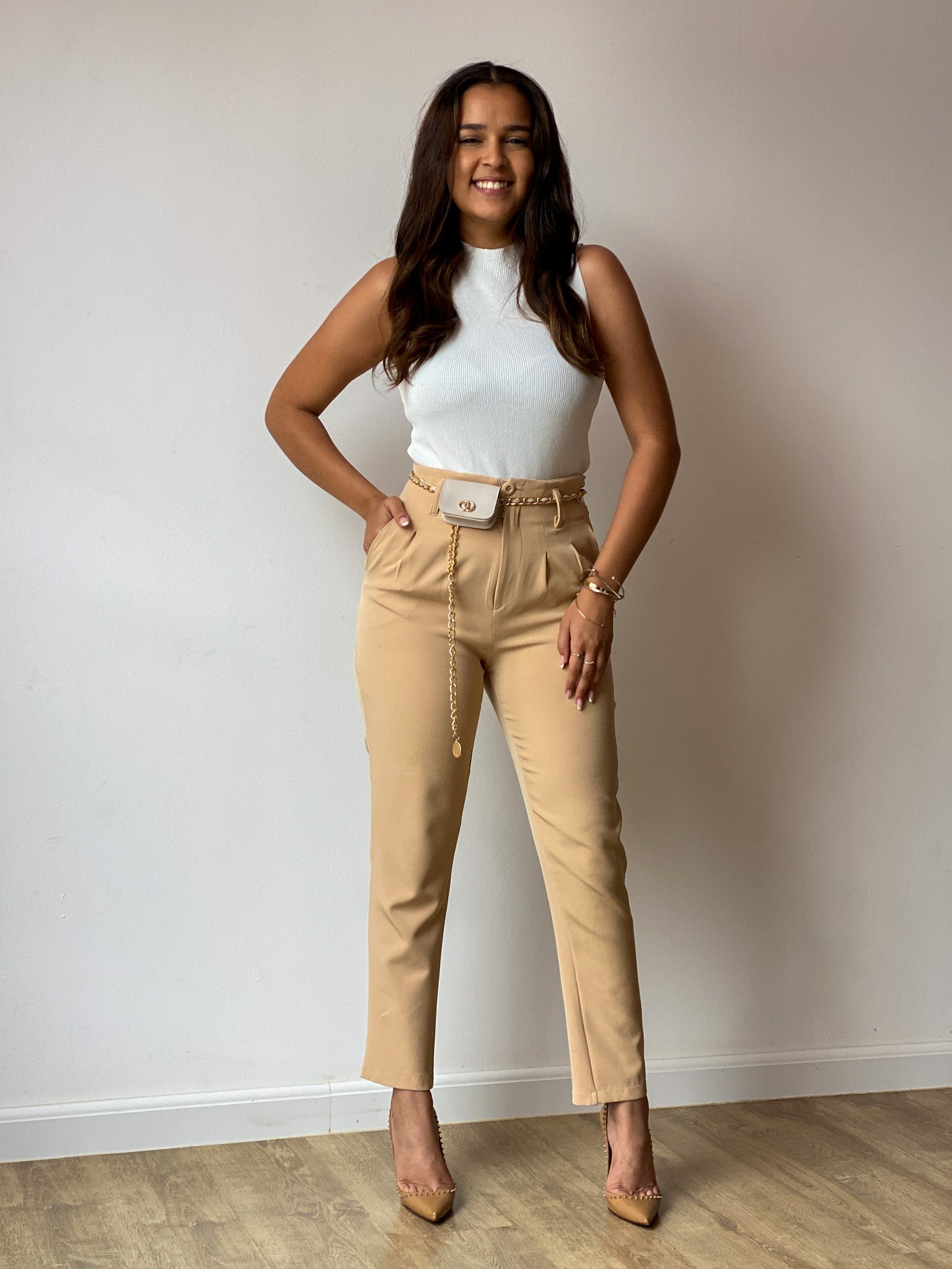 Laura Paperbag Waist Pants - Khaki