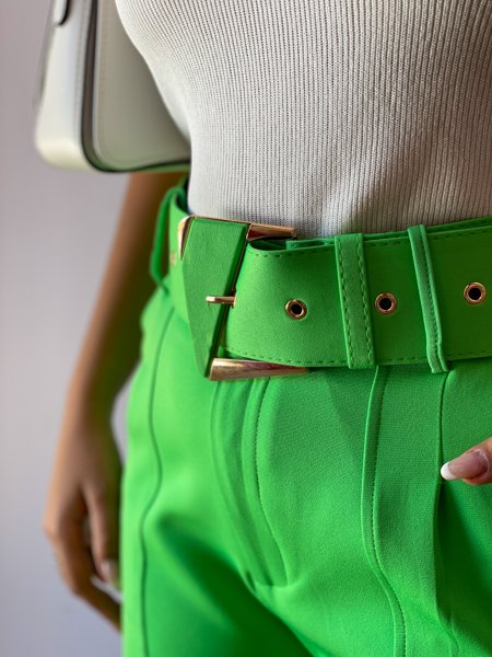 Calça Pantalona Basic Com Elástico Verde