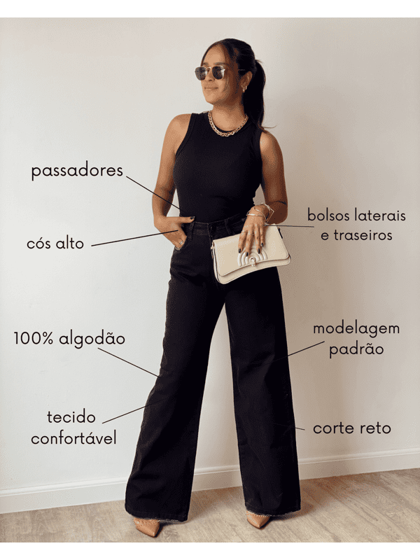 Calça Wide Jeans Preto