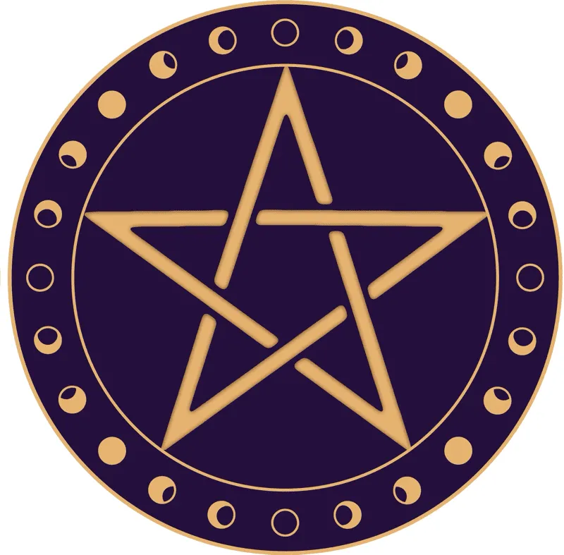 Pentagrama Fases da Lua Roxa - 10 cm | Mahadeva Store