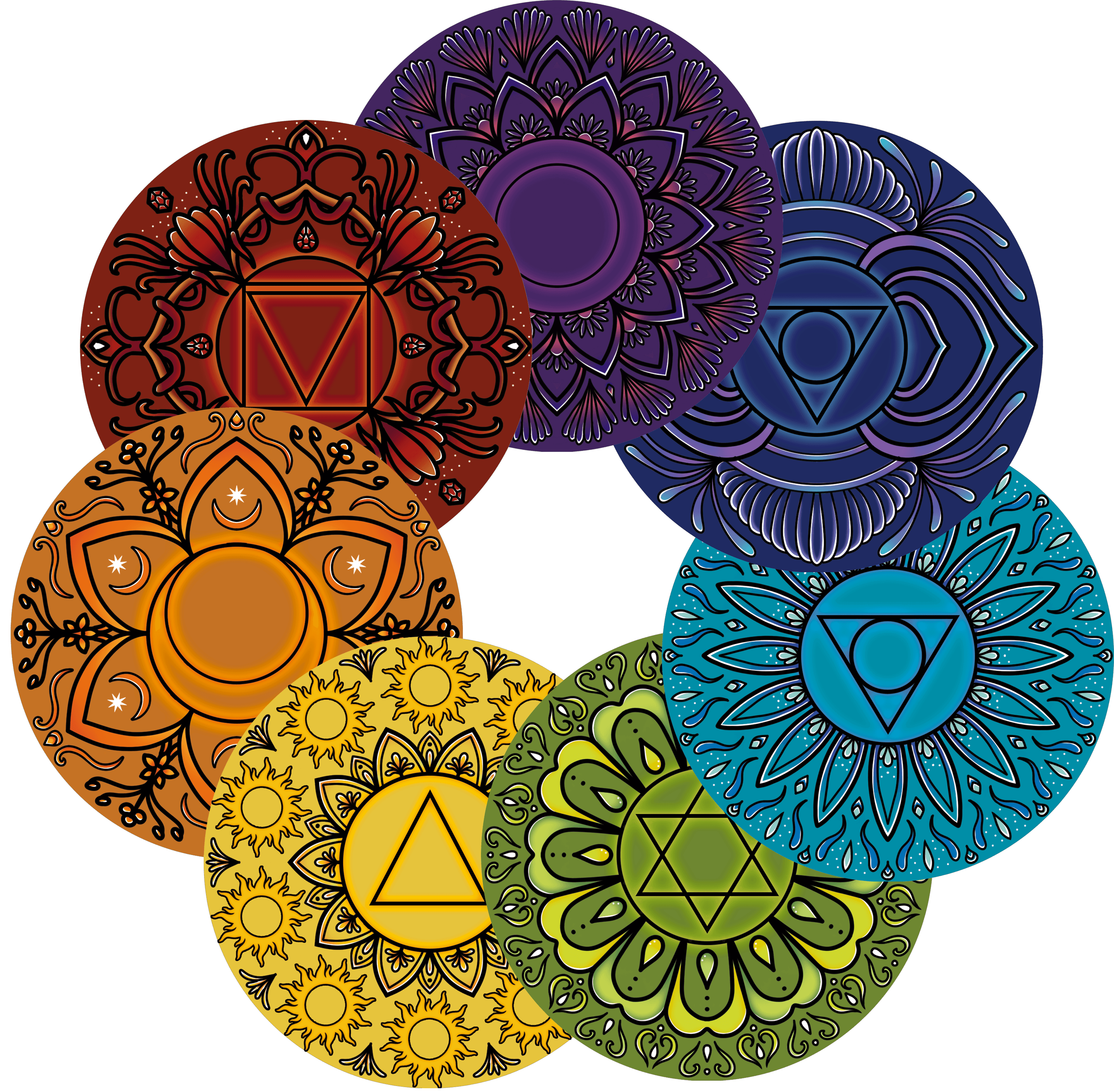 Kit 7 chakras - 25 cm | Mahadeva Store