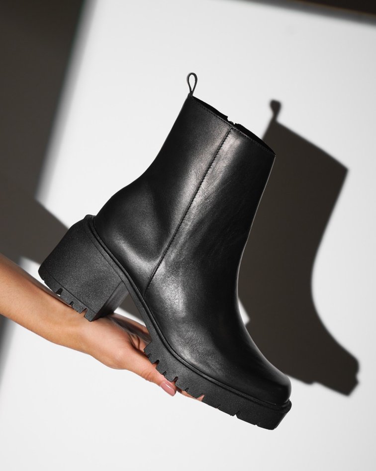 Bota Preta Coturno Cadarço Tratorada Bota De Cano Curto Com