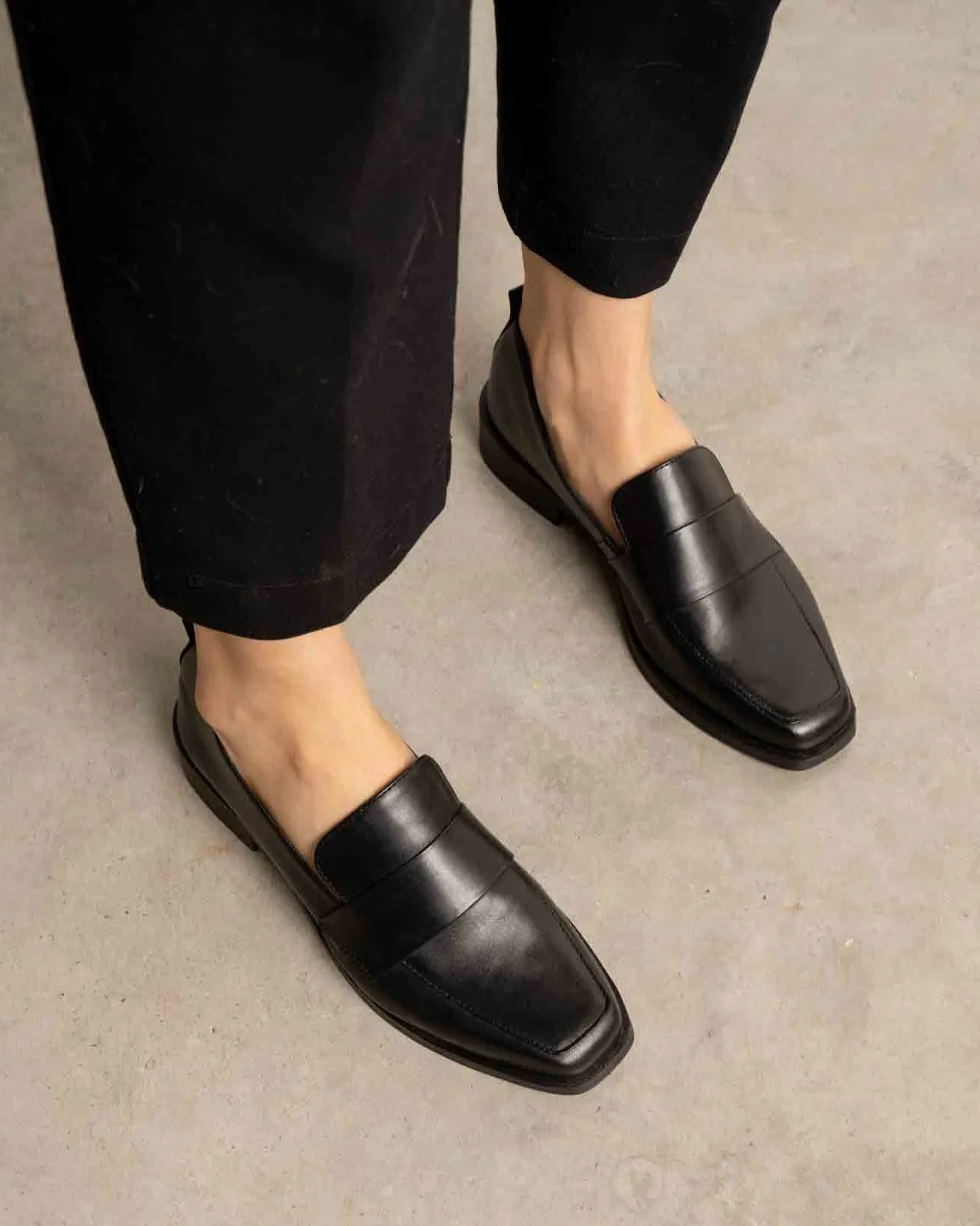 Mocassim Couro Bico Quadrado Meu Sapato Preto Meu Sapato Preto