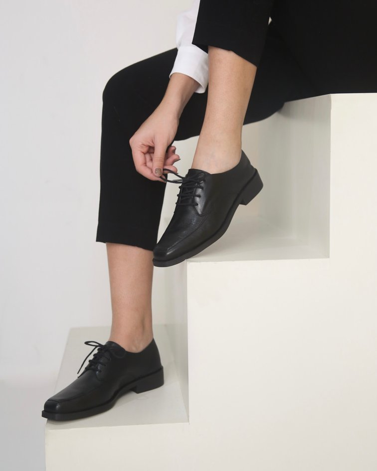 Oxford Couro Bico Quadrado Meu Sapato Preto Meu Sapato Preto