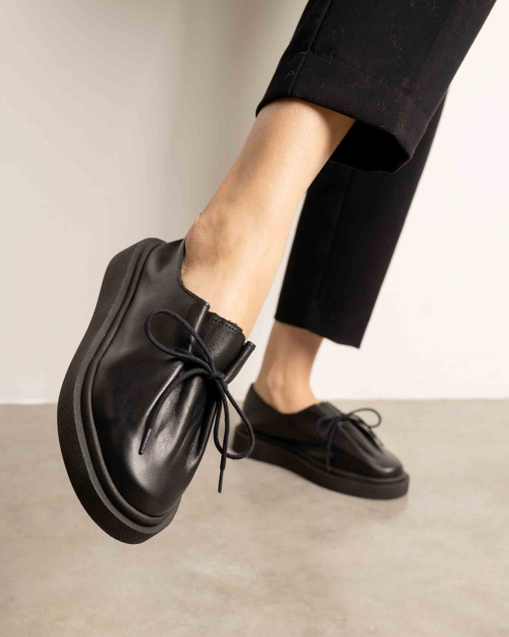 Couro Preto Tenis De Couro Feminino Confortavel SAPATÊNIS FEMININO